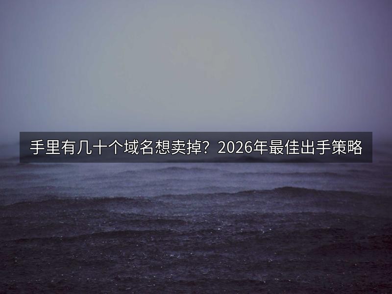 手里有几十个域名想卖掉?2026年最佳出手策略